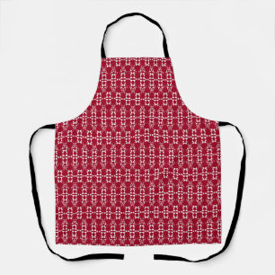 Red geometric ornament pattern retro apron