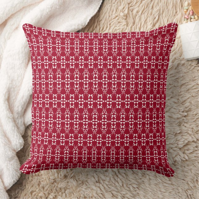 Red geometric ornament pattern retro cushion (Blanket)
