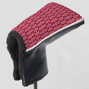 Red geometric ornament pattern retro golf head cover