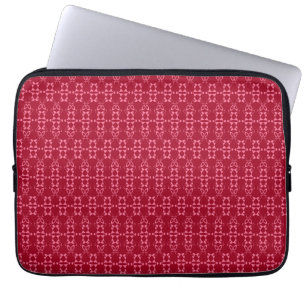 Red geometric ornament pattern retro laptop sleeve