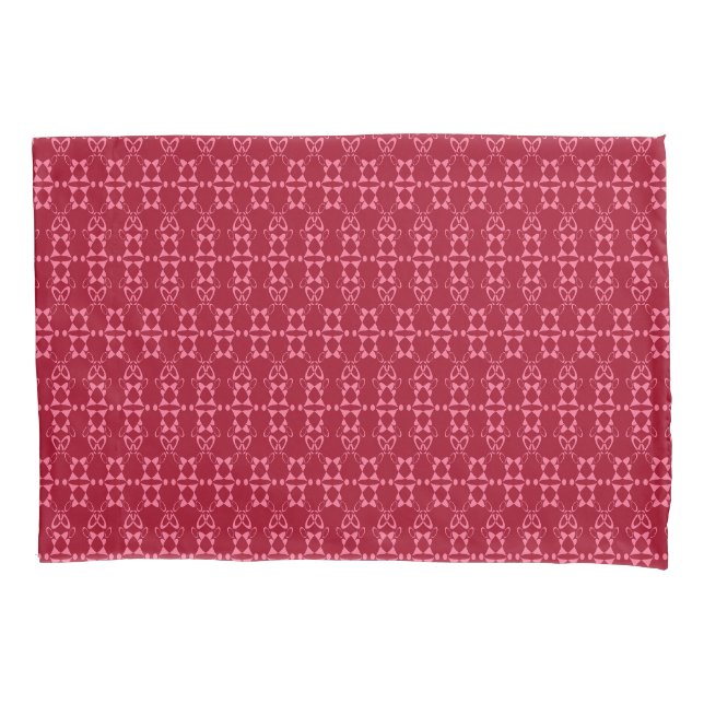 Red geometric ornament pattern retro pillowcase (Front)