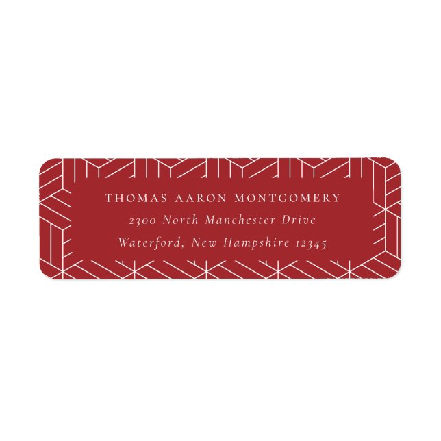 Red Geometric Pattern Address Return Address Label (Front)