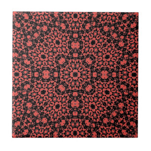 Red geometric pattern for kitchen bathroom table  ceramic tile
