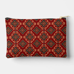 Red Geometric Pattern / Indian Print Accessory Pouch