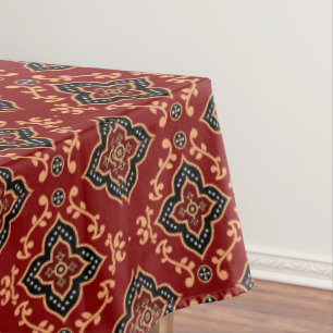 Red Geometric Pattern / Indian Print  Tablecloth