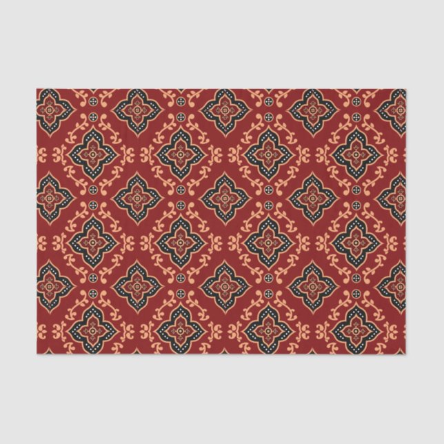 Red Geometric Pattern / Indian Print  Tissue Paper (Front)