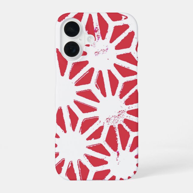 Red geometric pattern iPhone 16 case (Back)
