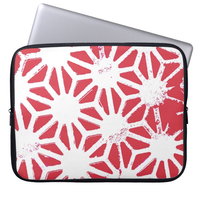 Red geometric pattern laptop sleeve (Front)