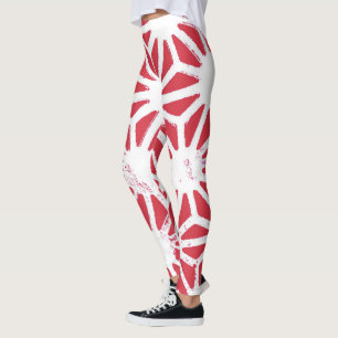 Red geometric pattern leggings