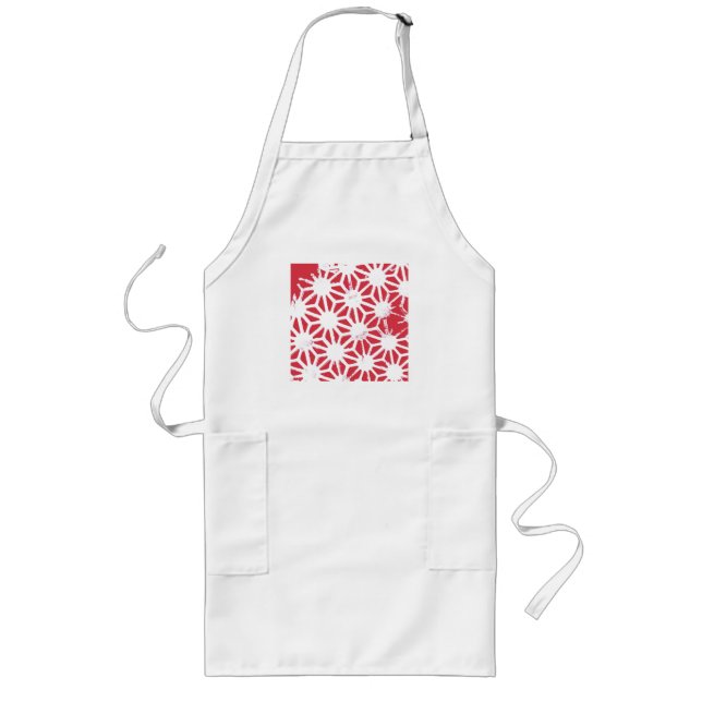 Red geometric pattern long apron (Front)