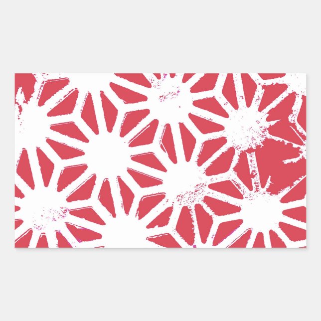 Red geometric pattern rectangular sticker (Front)