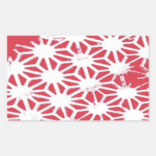 Red geometric pattern rectangular sticker