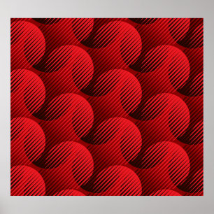 Red Geometric: Raster Line Art Poster