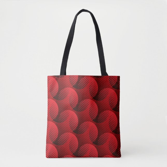 Red Geometric: Raster Line Art Tote Bag (Front)