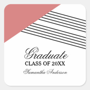 Red Geometric Stripe Graduation Stickers