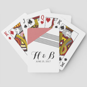 Red Geometric Stripe Playing Cards