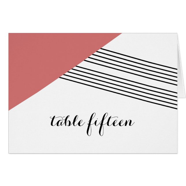 Red Geometric Stripe Table Number Card (Front Horizontal)