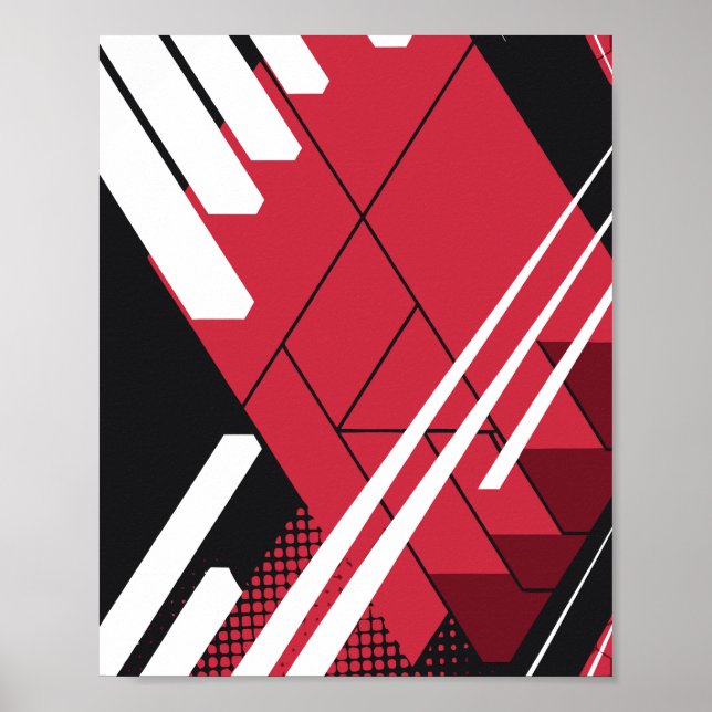 Red Geometric Structure with Shaded Depth Poster (Front)
