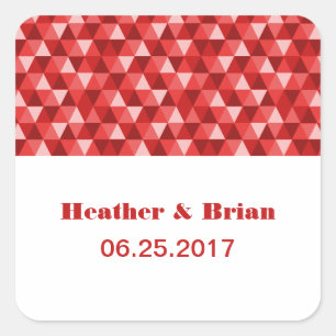 Red Geometric Triangles Wedding Stickers