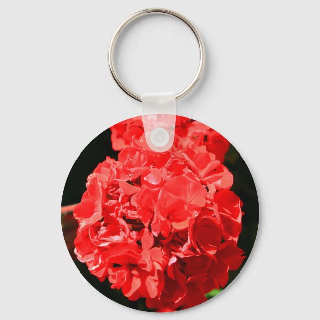 Red Geranium Flower Keychain (Front)