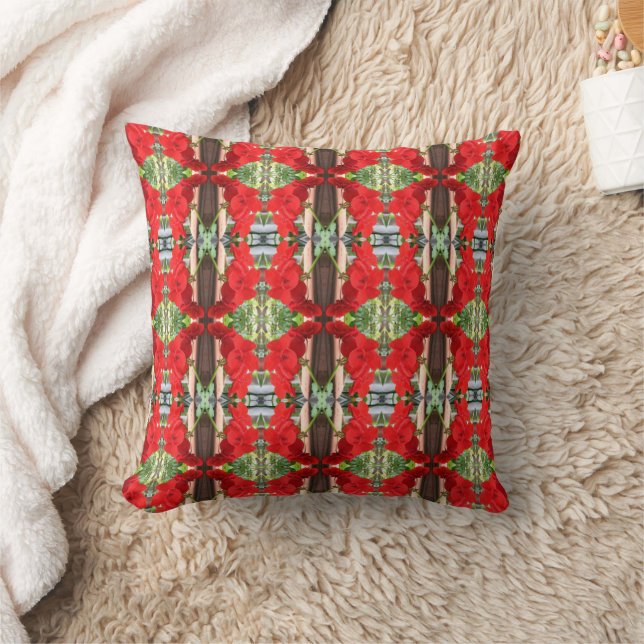 Red Geranium Stripes Cushion (Blanket)