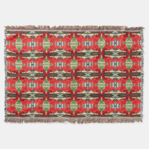 Red Geranium Stripes Throw Blanket