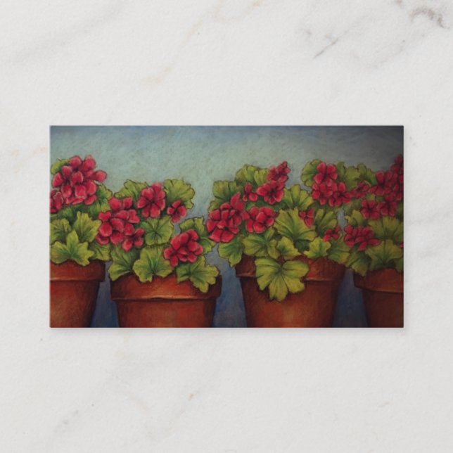 Red Geraniums in clay pots Enclosure Card (Front)