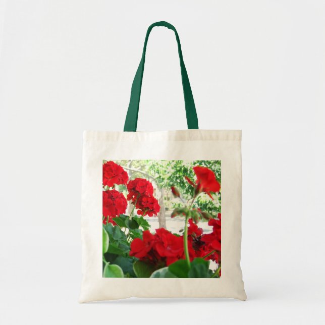 Red Geraniums Tote A Great Garden Gift Bag (Front)