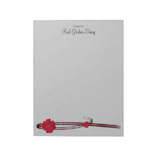 Red Gerber Daisy and Filigree Template Notepad
