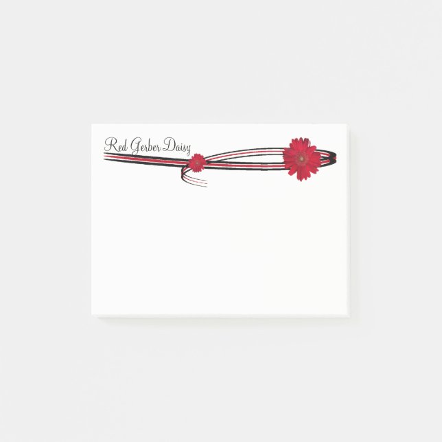 Red Gerber Daisy and Filigree Template Post-it Notes (Front)