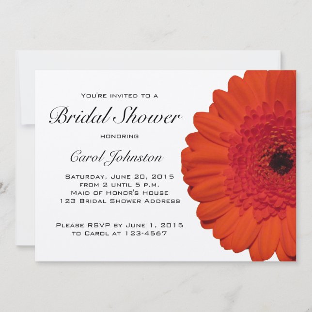 Red Gerber Daisy Bridal Shower Invitation (Front)