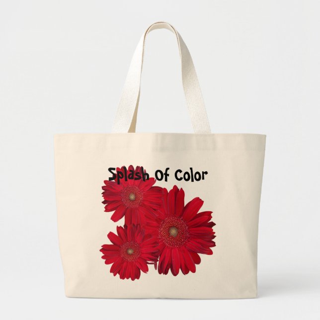 Red Gerber Daisy Close Up Photograph Large Tote Bag (Front)