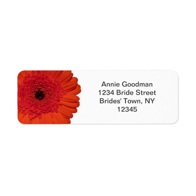 Red Gerber Daisy Return Address Label (Front)