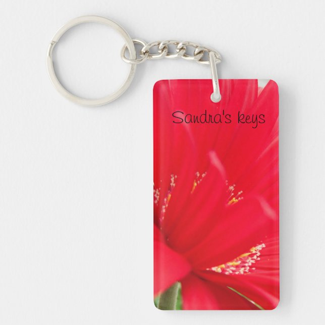 Red Gerber Gerbera daisy create your own Key Ring (Front)