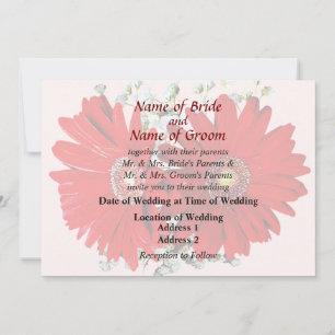 Red Gerbera Daisies and Stephanotis Wedding Favour Invitation