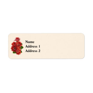 Red Gerbera Daisies Return Address Label