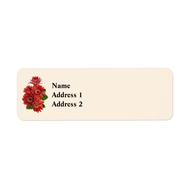 Red Gerbera Daisies Return Address Label (Front)