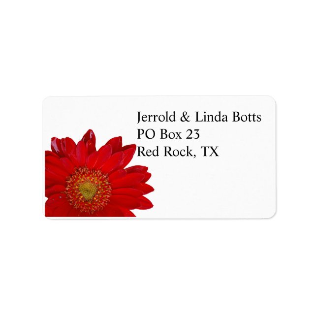 Red Gerbera Daisy Address Label (Front)