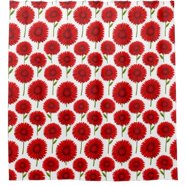 Red Gerbera Daisy Bouquet Shower Curtain (Front)