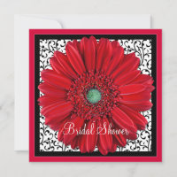 Red Gerbera Daisy Bridal Shower Invitation