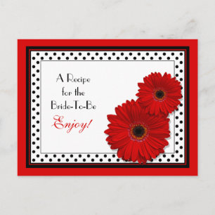 Red Gerbera Daisy Bridal Shower Recipe Card