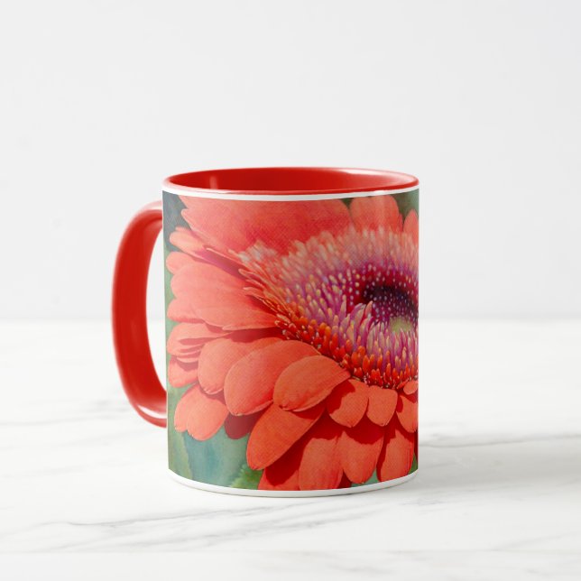 Red Gerbera Daisy Flower Art Mug Cup (Front Left)