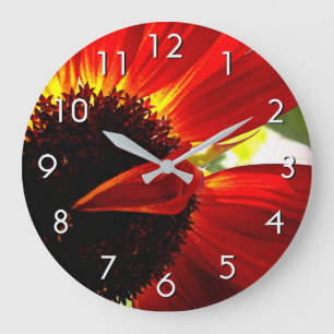 Red gerbera daisy flower photo beautiful modern  large clock