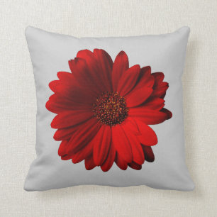 Red Gerbera Daisy throw pillow