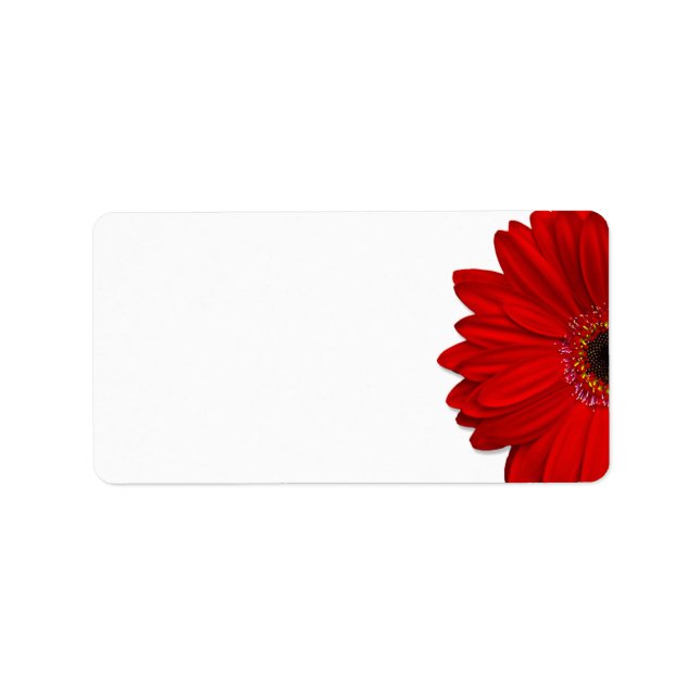 Red Gerbera Daisy Wedding Blank Address Label (Front)