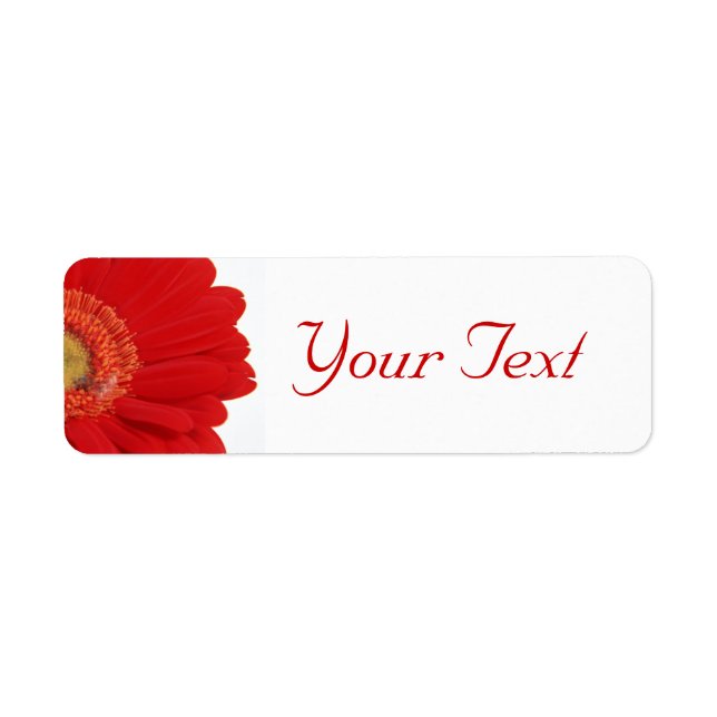 Red Gerbera Daisy Wedding Blank Address Labels (Front)