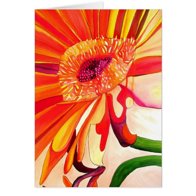 Red Gerbera flower watercolor painting art (Front)