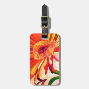 Red Gerbera flower watercolor painting art Luggage Tag