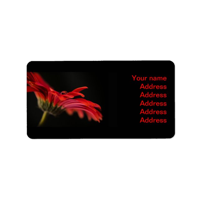 Red Gerbera Flower Wedding Address Labels (Front)