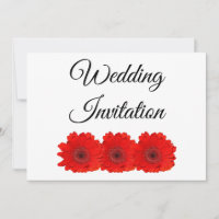 Red Gerbera Wedding Invitation Personalized